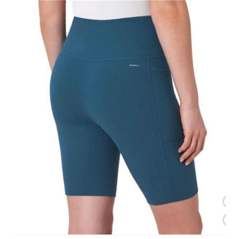 Mondetta Women's Ribbed Bike Short (Blue, X-Small) - Picture 2 of 4